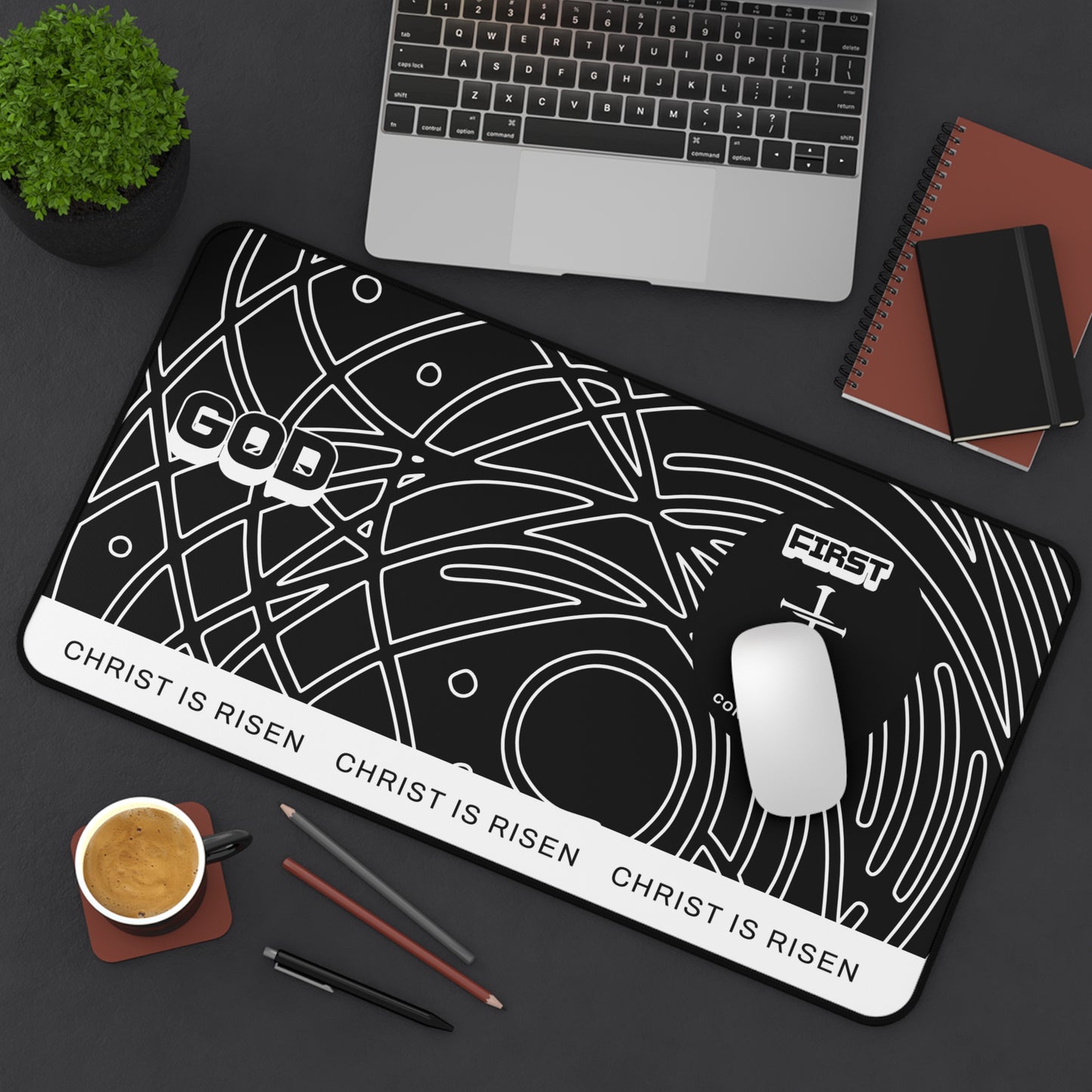 Christ is Risen Mousepad BLACK